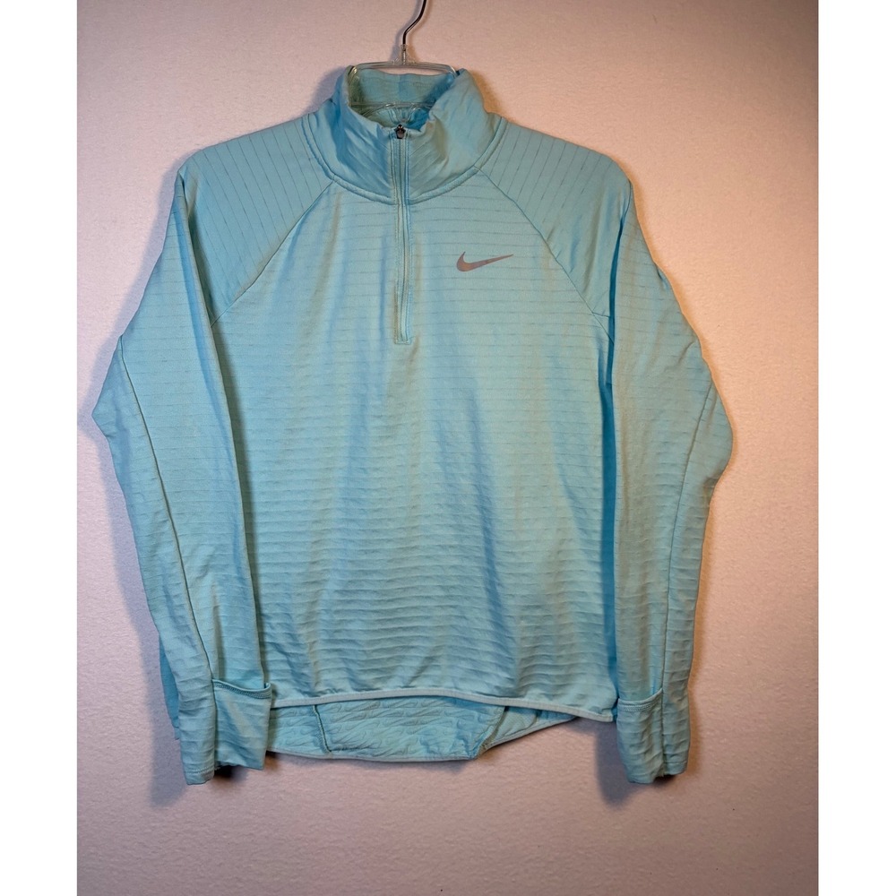 Nike 1/4 Zip Pullover Women Small Blue Good Textured Long Sleeve Active Top